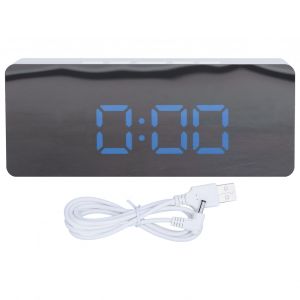 HJLIAN Reveil numerique a LED avec fonction snooze, pour chambre a coucher, salon, maison, bureau, coque blanche (TS-S69-B) - Neuf