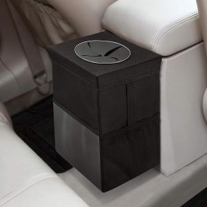 Poubelle de voiture avec couvercle - Sac poubelle suspendu avec poches de rangement, organiseur de voiture portable, pliable et étanche, grande capacité de 6,3 L - Neuf
