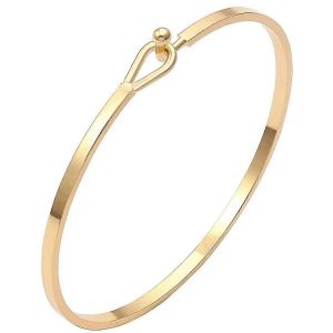 Bracelet Barre D'or Pour Femmes Simple Délicat Mince Manchette Bracelet Crochet Bracelet 18k Plaqué Or Fait À La Main Bijoux Minimalistes - Neuf