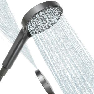 JGD-Pommeau de Duche, Pommeau de Douche Economie Deau,125mm de Diam&egrave;tre, 6 Modes R&eacute;glables R&eacute;pondent &agrave; Diverses Besoins Tels que se Laver, Laver les Animaux, et Rincer la Salle de Bain(gris) - Neuf