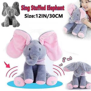 Poupée éléphant en peluche pour bébé, jouet parlant, chantant, peluche pour enfants, musique, poupée mignonne-Bleu - Neuf