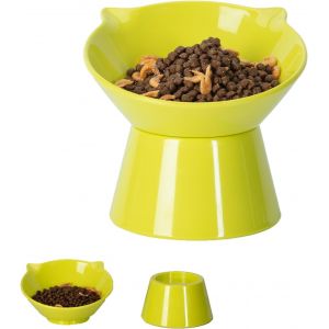 Kalanka-Gamelle Chat Surélevée Pour Nourriture Et Eau - Inclinable À 15° Pour Réduire La Pression Du Cou - Facile À Nettoyer - Pour Chats Et Chiens De Petite Taille - Vert - Neuf