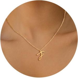 Kal-Collier Lettre Initiale Femme Argent Or Initiale A-Z Coeur Pendentif Collier Acier Inoxydable Personnalisé Nom Collier Longueurs Ajustable 45+5cm Cadeau Personnalisé Femme - Neuf