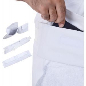 Tianyi-Ceinture D'ihram Pour Hajj Et Omra Pour Homme, Blanche - Taille Ajustable Avec Poches Avant Et Compartiments Zippés Sécurisés Pour Documents, Téléphones Et Passeport - Neuf