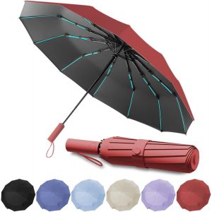 Parapluie Pliant Automatique,Parapluie Anti Vent,Parapluie Pliant R&eacute;sistant Au Vent, Parapluie Automatique Compact Coupe-Vent Avec 60 Baleines Pour Les Hommes Et Les Femmes - Neuf