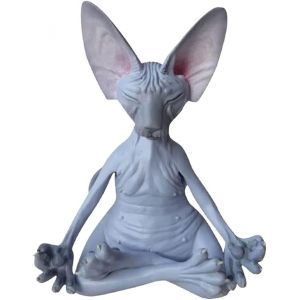 8cm Sphynx Cat méditer - Statue de méditation de Chat Sphynx à Collectionner, Statue de Yoga de Figurines de Chat méditant, Sculpture de Pose détendue de Chat Zen pour Le décor de pelouse - Neuf