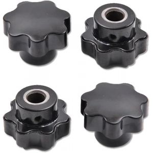 Bouton De Serrage &agrave; Filetage Femelle, Poign&eacute;e En Plastique Noir En Forme d'&Eacute;toile, &Eacute;crous De Bouton &agrave; T&ecirc;te &Eacute;toile, Poign&eacute;e M6 pour Machine-Outil, Trou Traversant, 4 Pi&egrave;ces - Neuf