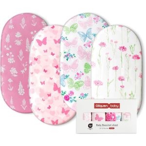 Lot De 4 Draps-Housses Pour Couffin, 100 % Microfibre Oeko-Tex100, Confortables Et Respirants Pour Berceau De B&eacute;b&eacute; Gar&ccedil;on Et Fille, Faciles D'entretien, Doux - Neuf