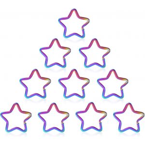 Kal-Lot De 10 Mousquetons En Forme D'&eacute;toile, Porte-Cl&eacute;s Multicolores, Mousquetons &Eacute;toile, Porte-Cl&eacute;s, Porte-Cl&eacute;s, &Eacute;toile, Bricolage, D&eacute;coration De Porte-Cl&eacute;s - Neuf
