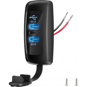 Jgd-2pcs 3 Ports 12v Prise Usb Vr 56w, 2 Pcs Charge Rapide Type-C Pd3.0 & 2 Qc3.0 Montage Mural Surface, Adaptateur Chargeur Prise Usb Multiport Voiture Pour Vr Bateau Bus Camping-Car Quad Camion - Neuf