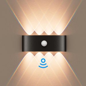 Applique Murale Exterieur,Lampe Detecteur de Mouvement Interieur 8W,Applique Murale Chambre 3000K Blanc Chaud,Imperm&eacute;able IP65,Balcon,Escaliers,Salon Disponible-Noir - Neuf