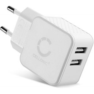 KALANKA-Chargeur USB EU-Plug 2 Ports 5V 3.4A 17W Blanc Bloc Alimentation USB 100V - 240V, pour Un Chargement sur Prise Secteur - Neuf