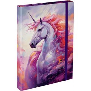 ERYI-Boîte De Classement Pour Cartable - Chemise A4 Pour Enfants Avec Élastique Et Rabat Intérieur - Classeur Avec Élastique - Pour Garçon (Licorne Sauvage) - Neuf
