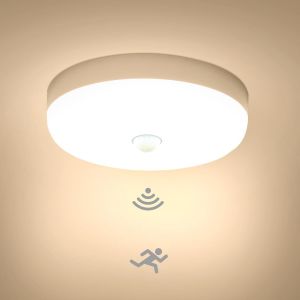 Kal-Plafonnier Led Detecteur De Mouvement 15w, Lampe Plafond Avec Capteur Intérieur, Ip56 Luminaire Plafonnier Automatique, Pour Hublot, Couloir Et Cave, 220v Motion Sensor Rond Ceiling Lights Indoor - Neuf