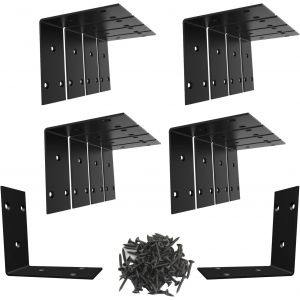 L Crochet pour charges Lourdes,Coin Accolade,Acier Inoxydable Plateau Support,Noir Grands Crochets en Métal de Fer Croisillons Supports pour Bois (2.56x2.56x1.97) - Neuf