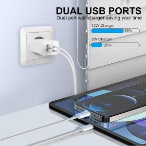 Chargeur Iphone,[Certifi&eacute; Apple Mfi] 2-Pack Prise Usb Avec Cable 1,5m Pour Iphone 14/13/12/11 Pro/Xs/Xr/Se/X/8/7 Plus/6s/5/5c/5s,Ipad,5v 2.4a Double Usb Charger Adaptateur Secteur Alimentation - Neuf