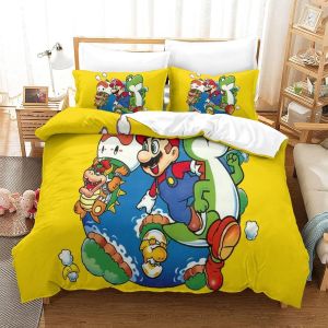 Super Mario Parure De Lit Pi&iquest;&iquest;Ces Avec Housse De Couette Imprim&iquest;&iquest;E En D Avec Fermeture &iquest;&iquest; Glissi&iquest;&iquest;Re, Microfibre Hypoallerg&iquest;&iquest;Nique Ultra Douce Pour Enfant - Neuf