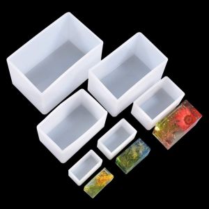 6Pcs Moules de R&eacute;sine Rectangulaires Moule en Silicone Cubo&iuml;de &Eacute;poxy Cristal Moule de Rectangle Moulage en Resin Cuboid Silicone Mould pour Bijoux en Savon Fleur S&eacute;ch&eacute;e D&eacute;coratio - Neuf