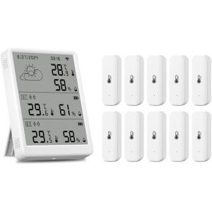 SUBZONAL-Thermom&egrave;tre hygrom&egrave;tre pour TUYA et SMARTLIFE avec port&eacute;e de 100 m, sans fil, 433 MHz, &eacute;cran LCD, compatible avec Alexa pour t&eacute;l&eacute;commande - Neuf
