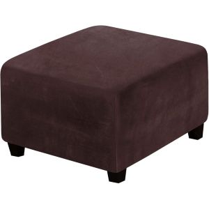 Housses De Protection Carrées Pour Pouf, Housses De Protection Pour Repose-Pieds, Housses De Rangement Extensibles Avec Élastique En Bas, En Velours Véritable, Marron - Neuf