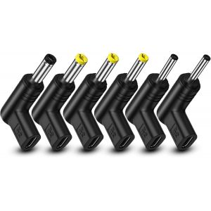 6PCS USB C vers DC Adaptateur 90 ° inclinable DC 5V 9V 12V 15V PD simulateur déclencheur de Charge Plug pour Ordinateur Portable,routeur,Prise de Chargeur d'alimentation Mobile (5V) - Neuf