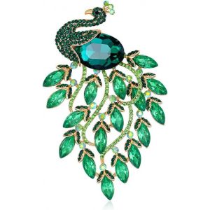 Kjdal-Broche Délicate En Forme De Paon Pour Femmes Et Filles Avec Strass Verts Étincelants En Forme D'oiseau En Cristal Pour Corsage-Accessoires De Robe Délicats,Bijoux De Noël,Cadeaux Pour Maman, - Neuf