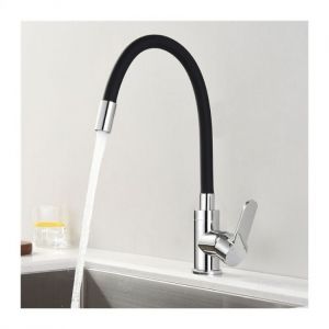 Robinet De Cuisine, Pivotante À 360°, De La Mémoire Curved Mitigeur D'Évier Robinet, En Silicone Noir Chrome Robinets, Aléatoire Courbe Robinet Mitigeur De Cuisine - Neuf