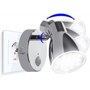 2635-018 Veilleuse &Agrave; Capteur Led En Chrome Avec Fonction Automatique Directement 230v Avec D&eacute;tecteur De Mouvement Lumi&egrave;re De S&eacute;curit&eacute;, Lampe &Agrave; Douille, Applique Murale, Lumi&egrave;re D'orientation - Neuf