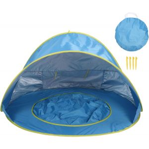Ulteronixshop-Tente de Plage, Abri Solaire Escamotable avec Piscine pour b&eacute;b&eacute; Int&eacute;gr&eacute;e et Protection UV50, L&eacute;g&egrave;re et Portable, pour Nourrissons et Tout-Petits, Voyage en Plein Air (Blue) - Neuf