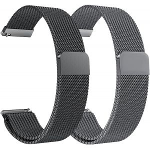 Kal-2pcs Bracelet De Montre 20mm Pour Homme Femme, Boucle Réglable, Montre Connectée Et Montre Traditionnelle Dégagement Rapide (Noir + Gris Foncé) - Neuf