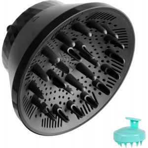 Kal-Diffuseur Seche Cheveux Universel, Diffuseur Cheveux Bouclés Pliable Pour Diamètre De 1.7in À 2.9in, Avec Brosse Massage Cuir Chevelu, Pour Coiffure Cheveux Bouclés Ou Ondulés - Neuf