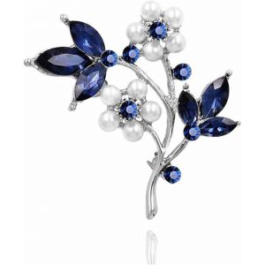 Perles De Cristal Broche Fleur, Bleu Pétale De Cristal Broche, Petite Prune En Forme De Broche Avec Perles, Floral Classique Corsage Broche Vêtements, Accessoires, Bijoux - Neuf