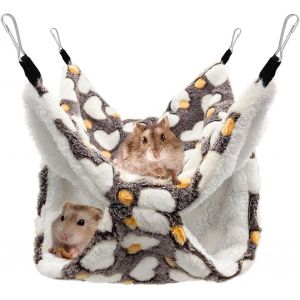 Double Hammock For Chinchilla, Ferret, Hamster, Guinea Pig, Rat And Mouse ¿ 34 X 34 Cm ¿ Warm Nest, Cage Cabin ¿ Brown - Neuf
