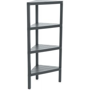 Etagere Plastique d'Angle 4 Niveaux | R&eacute;sistante &agrave; l'Humidit&eacute; | Inclut Fixation avec Vis et Compatible Syst&egrave;me Quick Fix | Int&eacute;rieur et Ext&eacute;rieur | Charge Jusqu&iquest;&agrave; 32kg &iquest; Mod&egrave;le Lombok &iquest; Gris - Neuf