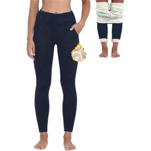 Legging Polaire Femme Hiver Pantalon Thermique Chaud Et Doux Avec Toison Extensible Collant Polaire Taille Haute &Eacute;pais En Laine De Leggings Pour Femme Automne Hiver - Neuf