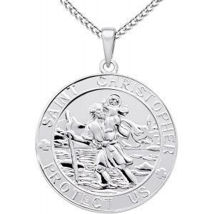 Collier/Bracelet Saint Christophe Pour Homme Femme Argent Sterling 925 Bijoux Talisman Protecteur Religieux Rond/Ovale/M&eacute;daille/Carr&eacute;/M&eacute;daillon - Neuf