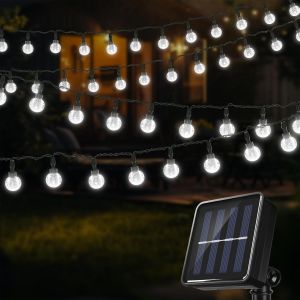 Lbgwp60-1 Solaire D'extérieur Étanche À 100/60/40/20 Led En Forme De Globe De Cristal Avec 8 Modes, Éclairage Solaire Pour Jardin, Cour, Porche, Décoration De Fête De Mariage (Blanc Chaud - Neuf
