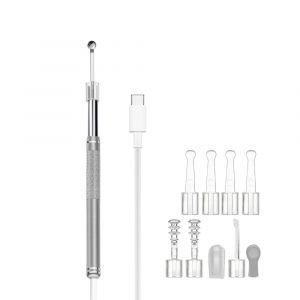 Endoscope pour l'extraction du c&eacute;rumen avec cam&eacute;ra et lumi&egrave;re LED, compatible avec les t&eacute;l&eacute;phones et les tablettes - Neuf