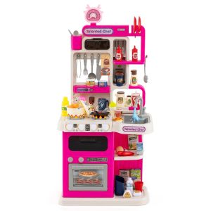 Ensemble de cuisine pour enfants 44,5 x 24 x 92 cm avec sons et lumi&egrave;res &eacute;ducatif design en PP rose Helloshop26 20_0017222 - Neuf