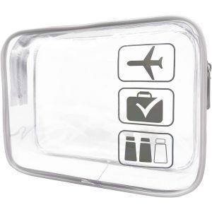 KALANKA-Trousse de Toilette Avion Cabine Trousse de Toilette Transparent Voyage Trousse pour Femme Homme - 19cmX15cm (Gris) - Neuf