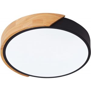 Plafonnier Led 24w Blanc Froid 6000k 1600lm, Plafonnier Led Moderne Rond En Bois Intérieur Ø30cm Pour Salon Couloir Maison Bureau Porche - Neuf