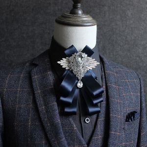 Cravate De Style Britannique Pour Hommes Incrustés De Diamants De Haute Qualité Version Coréenne Mc Boîte De Nuit Marié Meilleur Ma - Neuf