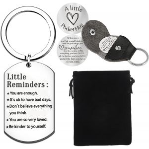 KAL-3 Pièces Porte-Clés Little Reminders Kit, 1 Porte Clef Avec 1 Jeton Pocket Hug Et 1 Sac-Cadeau Cordon, Porte Cle Pour Petit Ami Petite Amie Meilleur Ami Épouse Mari - Neuf