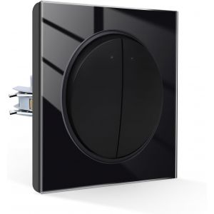 Interrupteur &agrave; bascule 2 voies 1 voie en verre-Interrupteur mural tactile-Interrupteur &agrave; bascule rond-Noir - Neuf