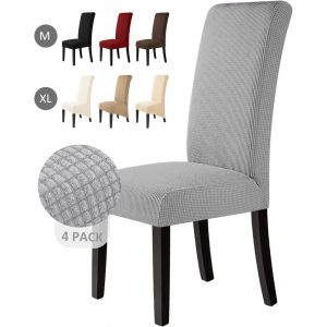Eryi-Housse De Chaise 4 Pièces Salle À Manger Jacquard Extensible Amovible Lavable Couverture De Chaise Universelle Protection De Chaise Pour Mariage, Cuisine, Banquet (4pièces, Gris Argent)-M - Neuf