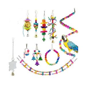 Ensemble De Jouets À Mâcher Et Balançoire Pour Perroquet Coloré - 10 Jouets Suspendus Durables Pour Les Petits Et Grands Oiseaux, Parfaits Pour Jouer Et Explorer - Neuf
