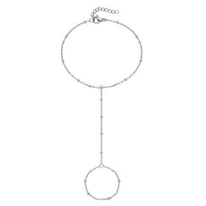 Bracelet Chaîne À La Main En Argent Bracelet Bague Bracelet À La Main Chaîne À La Main Bracelet Bague Au Doigt Réglable Pour Les Femmes - Neuf