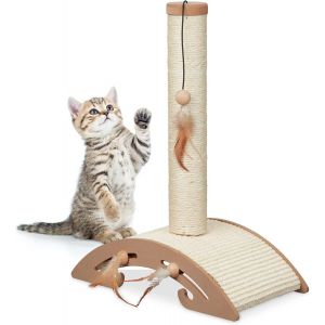 Griffoir Chat, Hxlxp : 52x42x22 Cm, Tronc &Agrave; Gratter, Jouet Int&eacute;gr&eacute;, Pour L`Int&eacute;rieur, Tronc En Sisal, Marron - Neuf