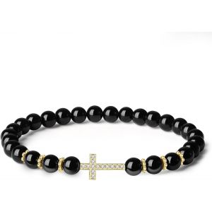 Eryi-Bracelet Pierre Charm Croix Chrétienne Femme - Neuf