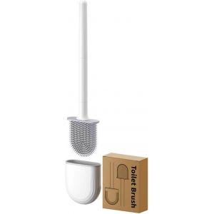 Kal-Brosse De Toilette En Silicone Avec Long Manche En Plastique Antidérapant Et Poils Flexibles, Brosse De Toilette En Silicone Avec Support À Séchage Rapide - Neuf